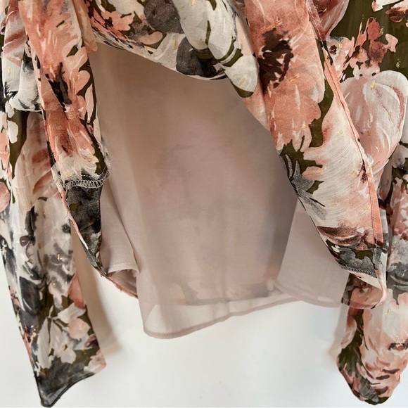 Joie | Floral  Print Long Sleeve Blouse with Metallic Embellishment Size XS - Picture 6 of 8